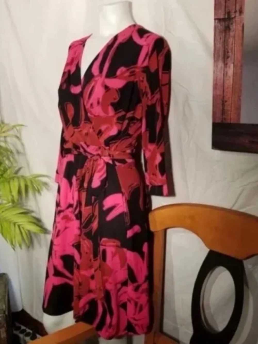 V Neck Long Sleeve Floral Dress with pockets